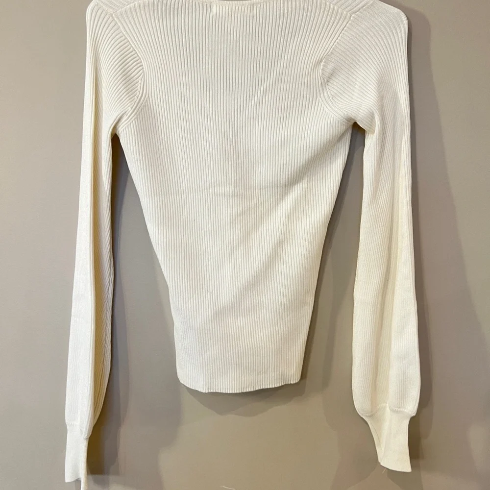 Cream Ribbed Button-Up Cardigan - Picture 2 of 3